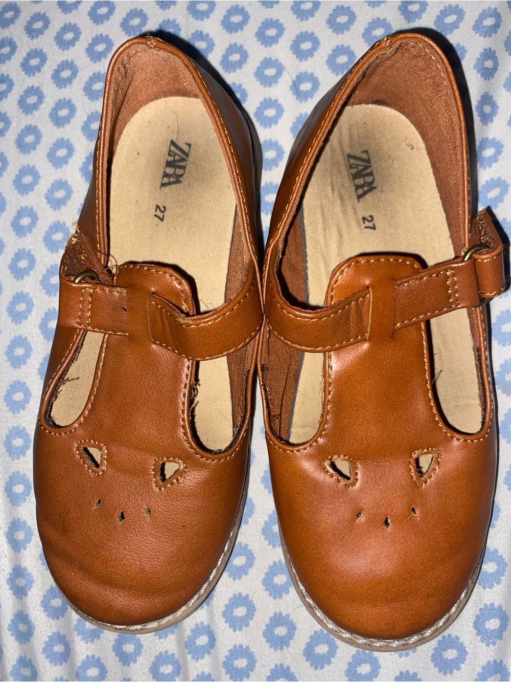 ZARA Tan Girls' T-Strap Dress Shoes
